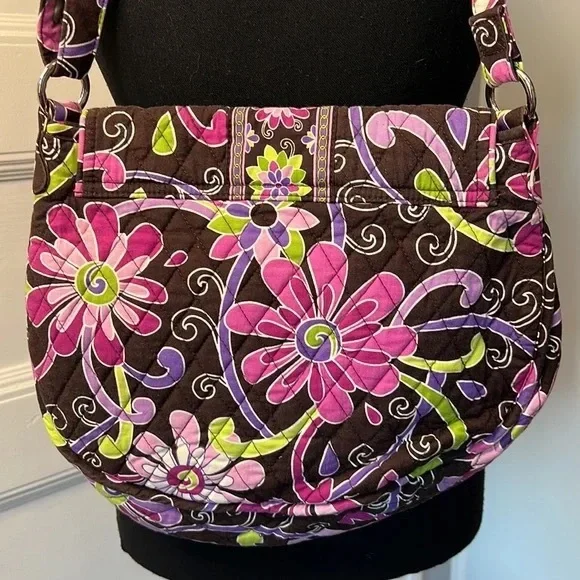 VERA BRADLEY RETIRED PURPLE PUNCH SADDLE BAG - Picture 4 of 8